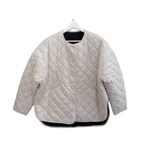 Toteme Ivory Quilted Oversized Cotton Bomber Jacket Size XS